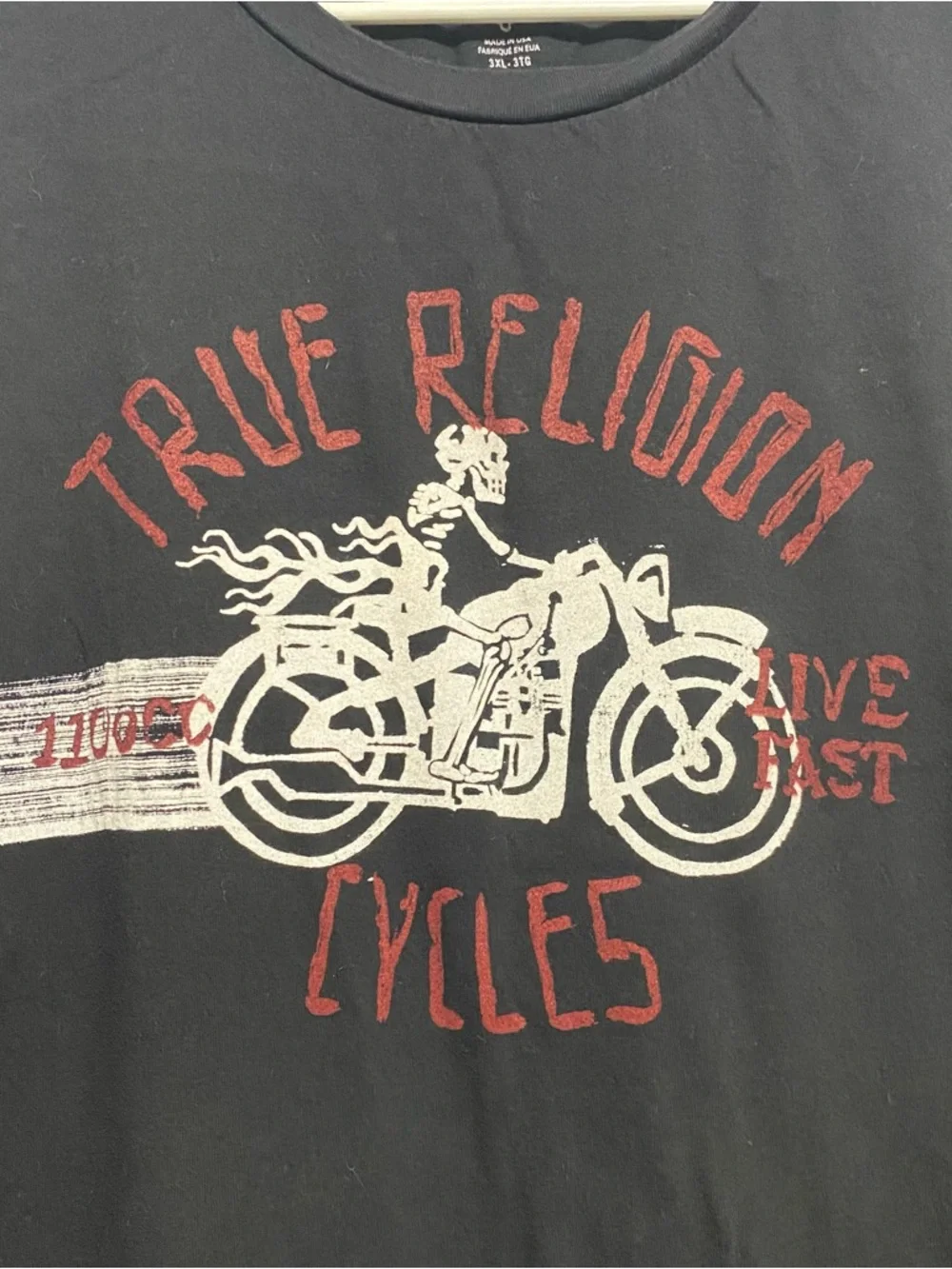 True Religion Men 3XL Black Graphic T Shirt Logo USA